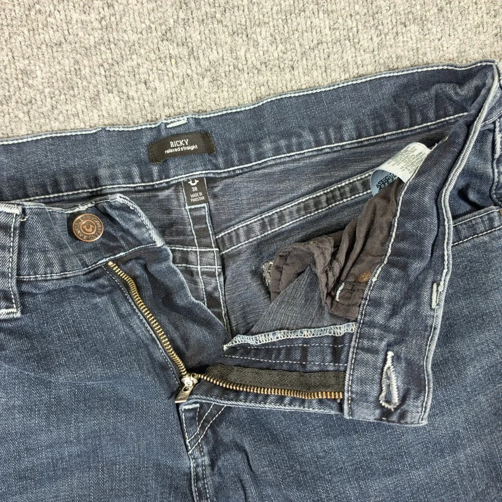 True Religion Ricky Relaxed Straight Jeans Mens Blue Denim Tag 38 Actual 36x31